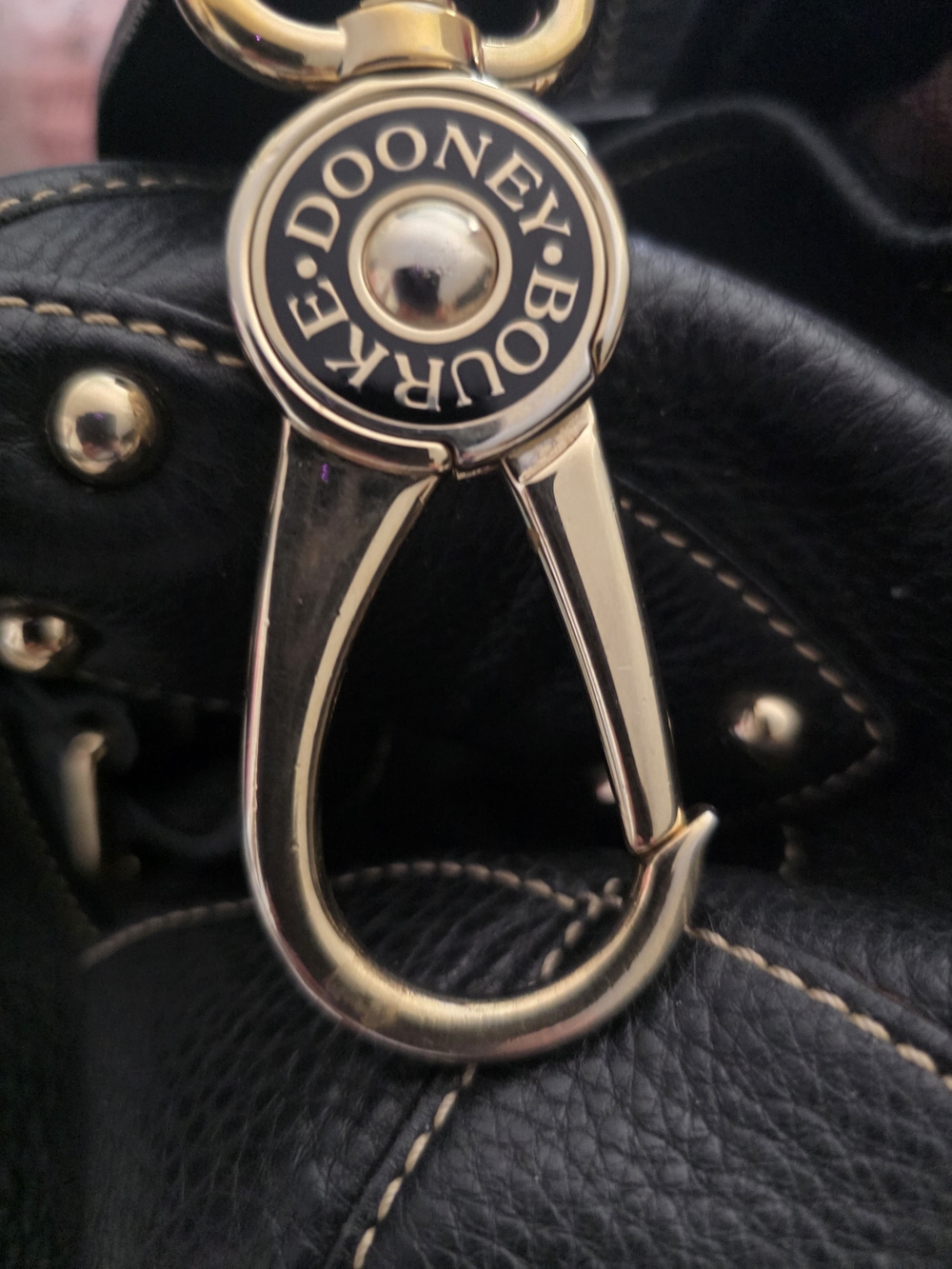 Dooney & Bourke Black Pebbled Leather Hobo with Gold Hardware Accent - Picture 6 of 10